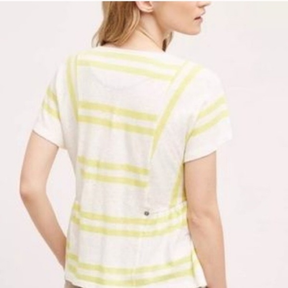 Anthro | Postmark Button Back Yellow Striped Top - image 3